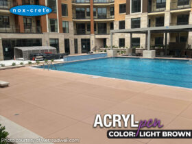 Exterior concrete stain and sealer for pool decks and horizontal surfaces